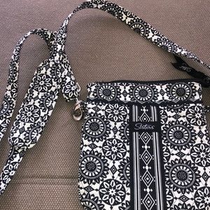 Black and white cross-body purse